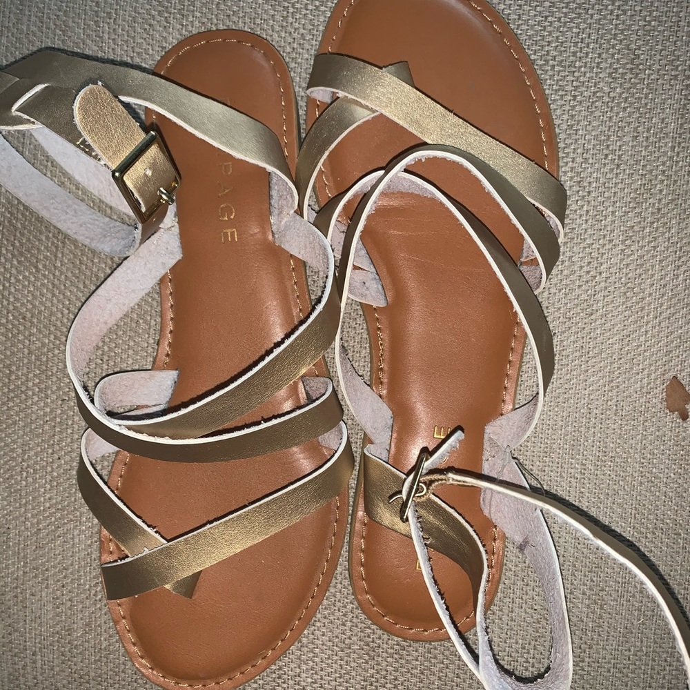 Gold Rampage women’s sandals worn once